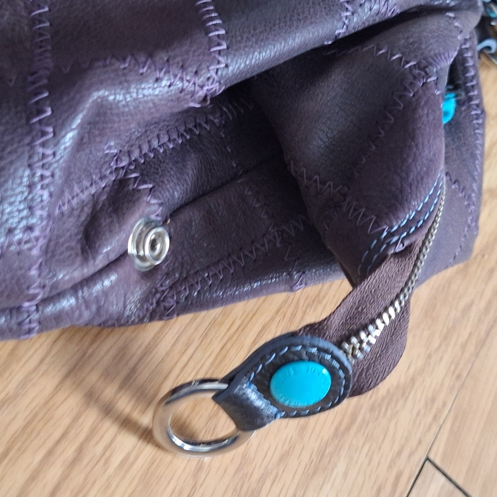 Gabs Euc Real Italian Patchwork Purple Leather La… - image 6